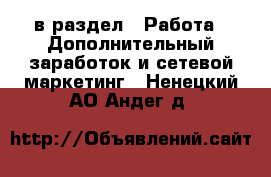  в раздел : Работа » Дополнительный заработок и сетевой маркетинг . Ненецкий АО,Андег д.